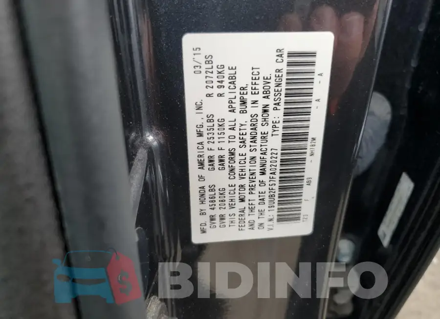 19UUB2F57FA020227 Photo# 13