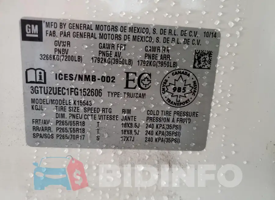 3GTU2UEC1FG152606 Photo# 12