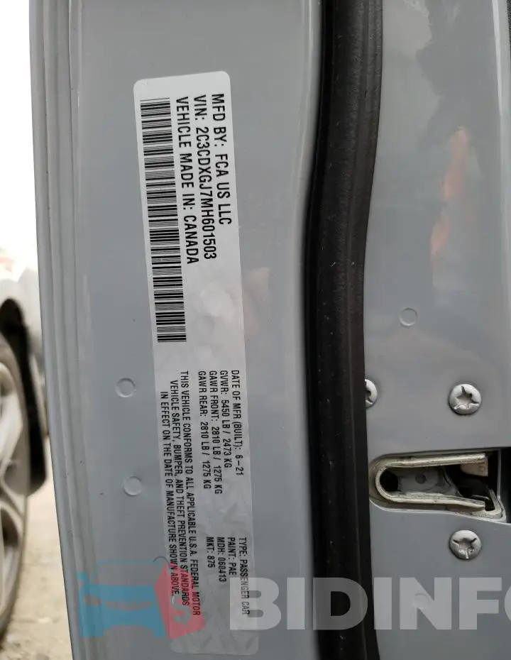 2C3CDXGJ7MH601503 Photo# 12