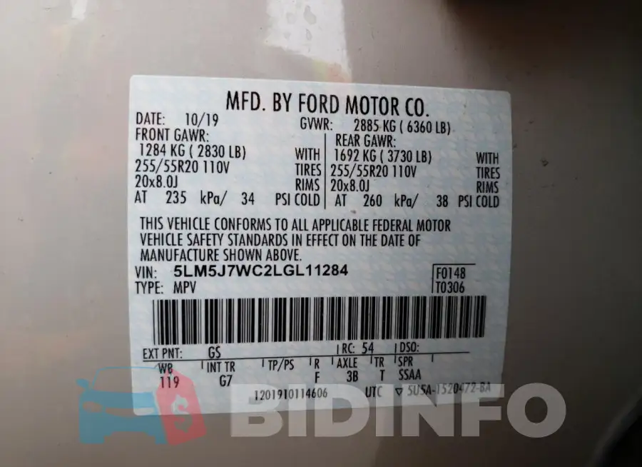 5LM5J7WC2LGL11284 Photo# 13