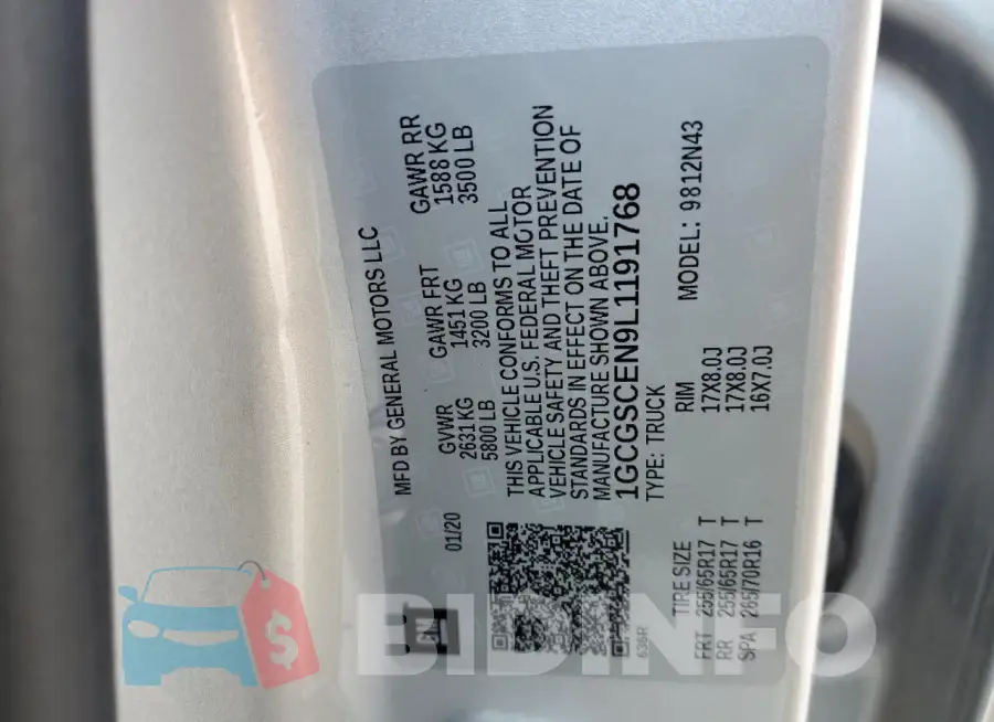 1GCGSCEN9L1191768 Photo# 12