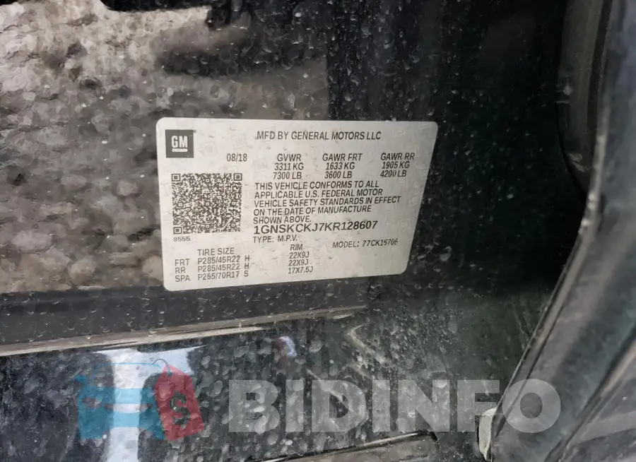 1GNSKCKJ7KR128607 Photo# 13