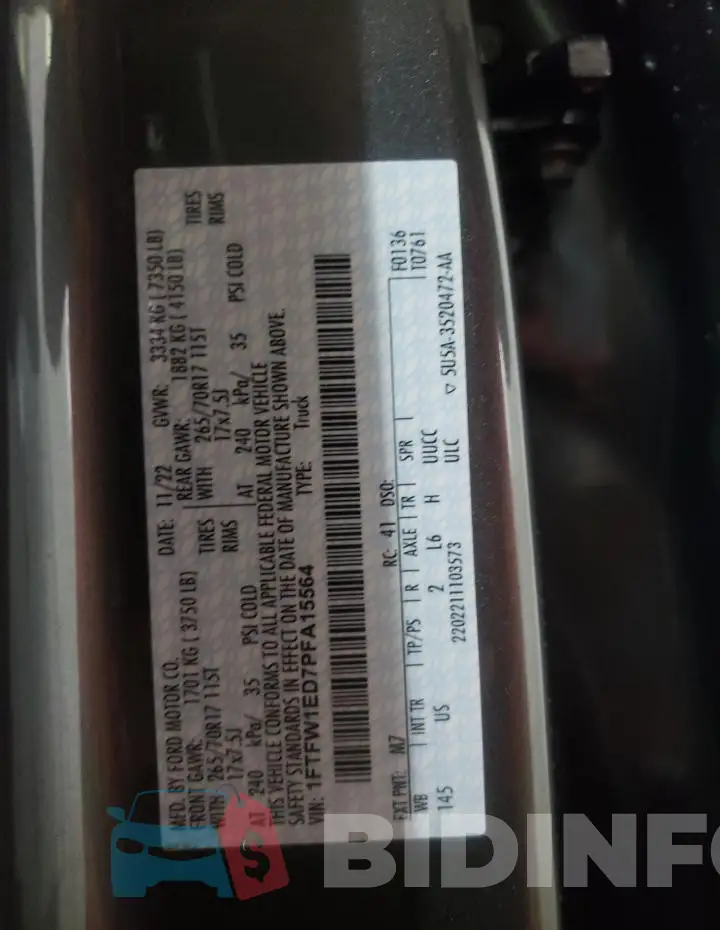 1FTFW1ED7PFA15564 Photo# 13
