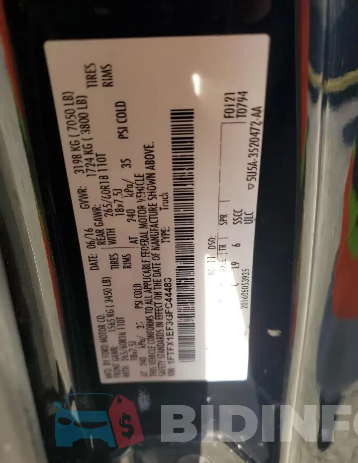 1FTFX1EF3GFC44483 Photo# 12
