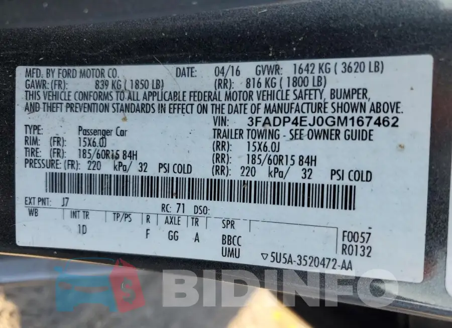 3FADP4EJ0GM167462 Photo# 13