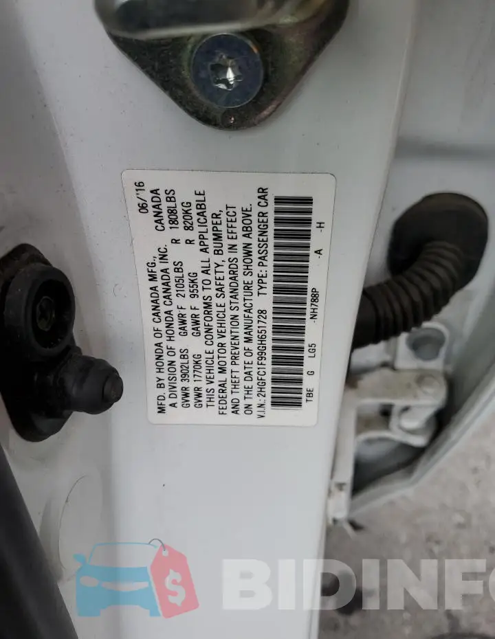 2HGFC1F99GH651728 Photo# 12