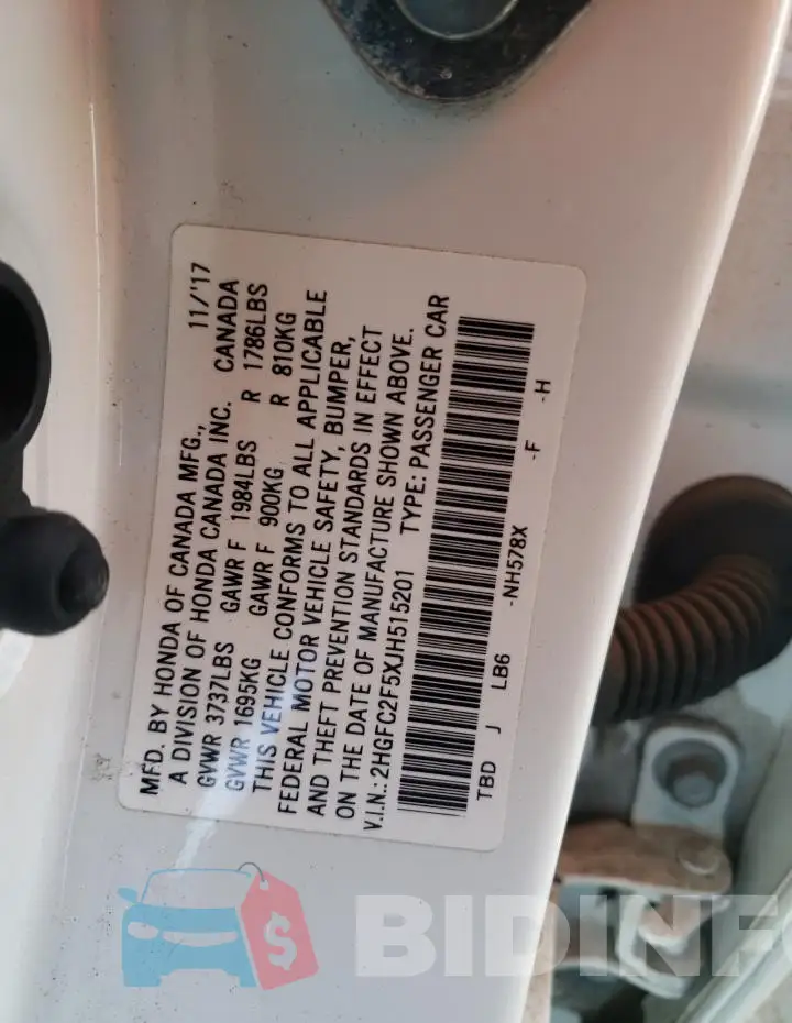 2HGFC2F5XJH515201 Photo# 12