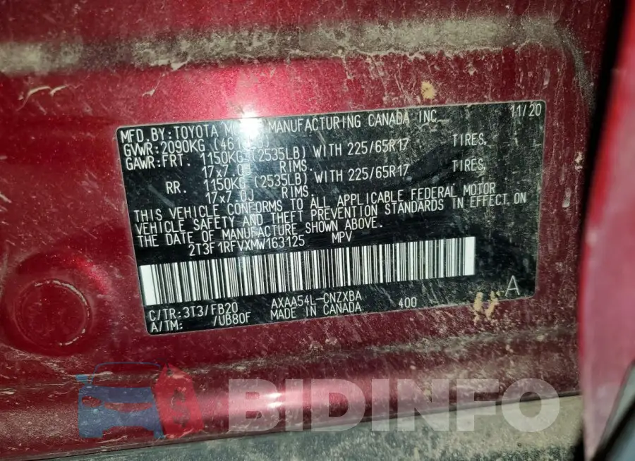 2T3F1RFVXMW163125 Photo# 13
