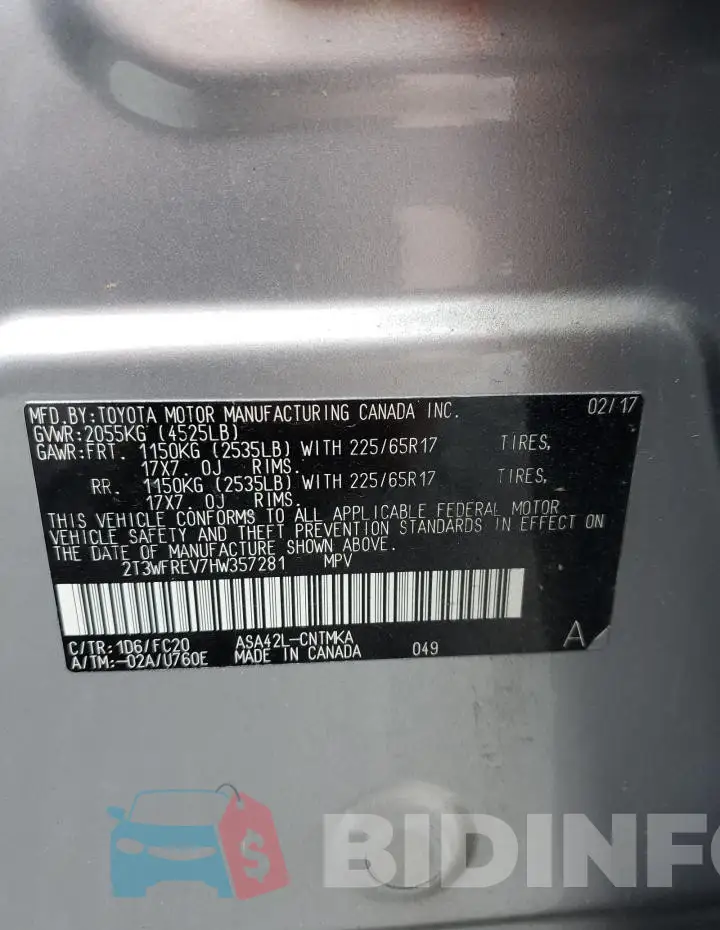 2T3WFREV7HW357281 Photo# 12