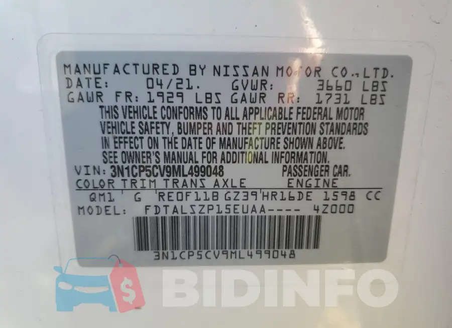 3N1CP5CV9ML499048 Photo# 12