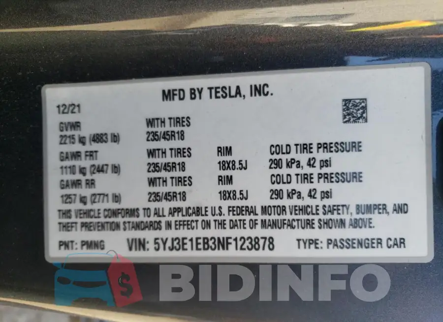 5YJ3E1EB3NF123878 Photo# 13