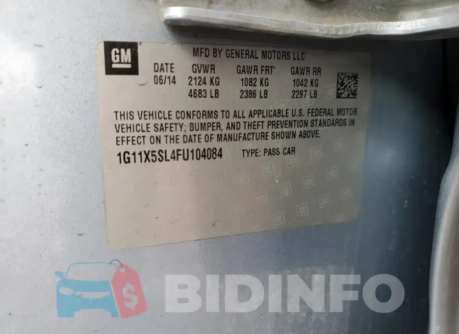 1G11X5SL4FU104084 Photo# 12