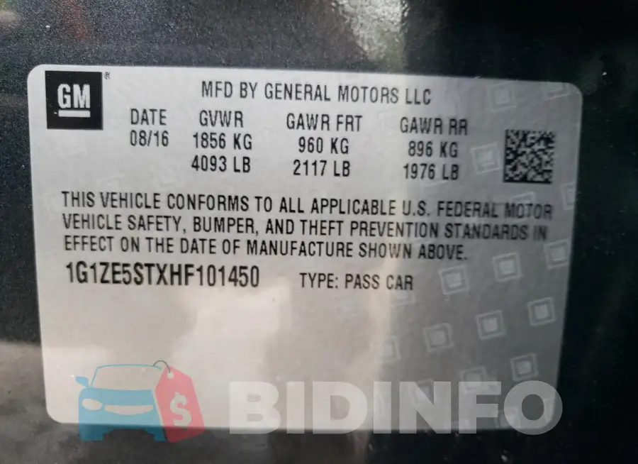 1G1ZE5STXHF101450 Photo# 13