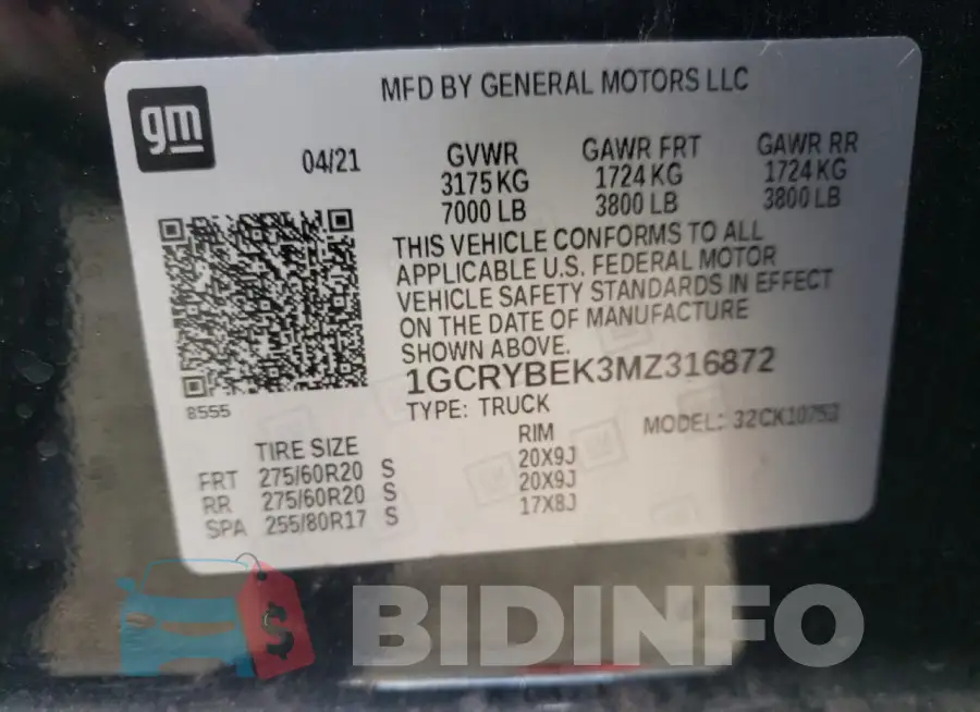 1GCRYBEK3MZ316872 Photo# 12