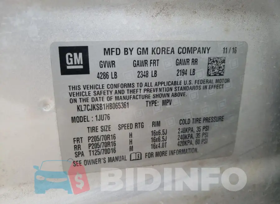 KL7CJKSB1HB065361 Photo# 13