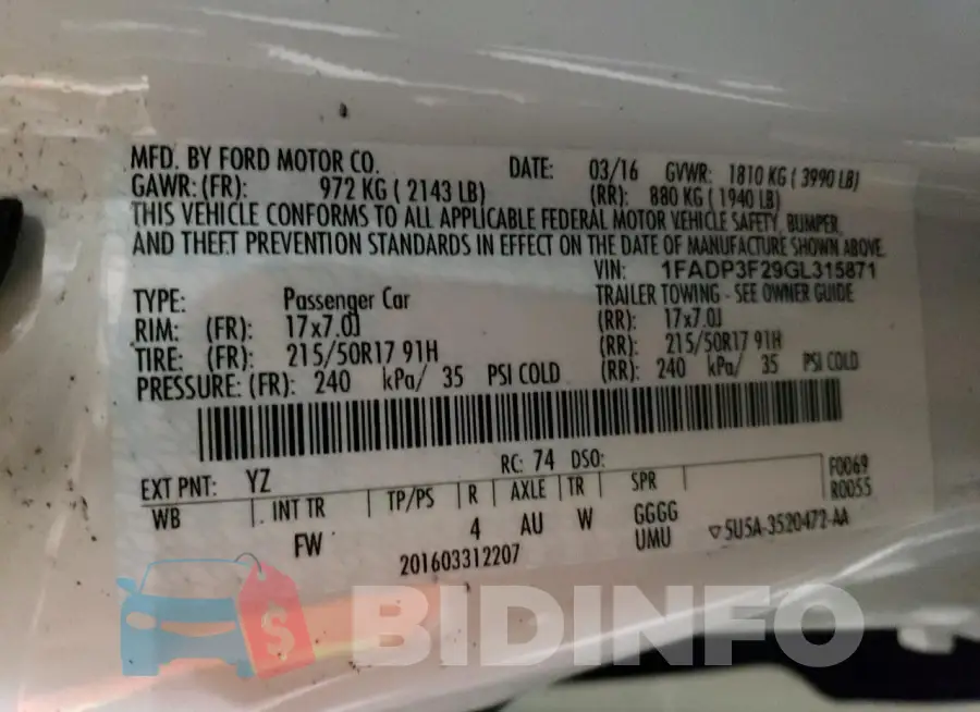 1FADP3F29GL315871 Photo# 12