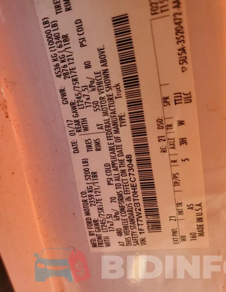 1FT7W2BT0HEC73048 Photo# 12