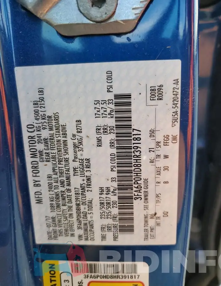 3FA6P0HD8HR391817 Photo# 12