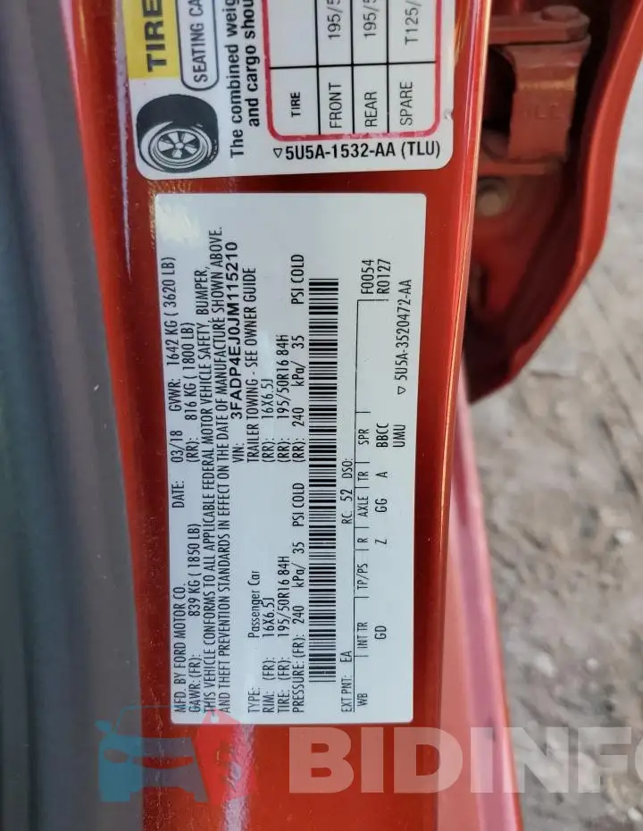 3FADP4EJ0JM115210 Photo# 12