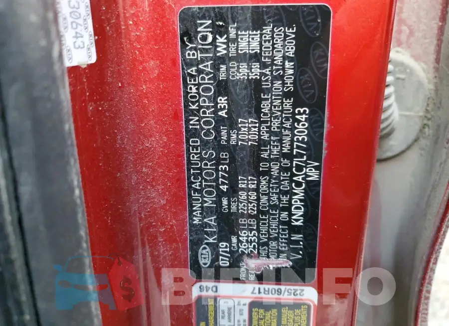 KNDPMCAC7L7730643 Photo# 14