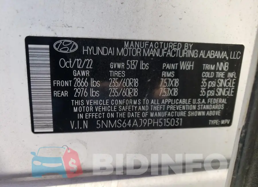 5NMS64AJ9PH515031 Photo# 13