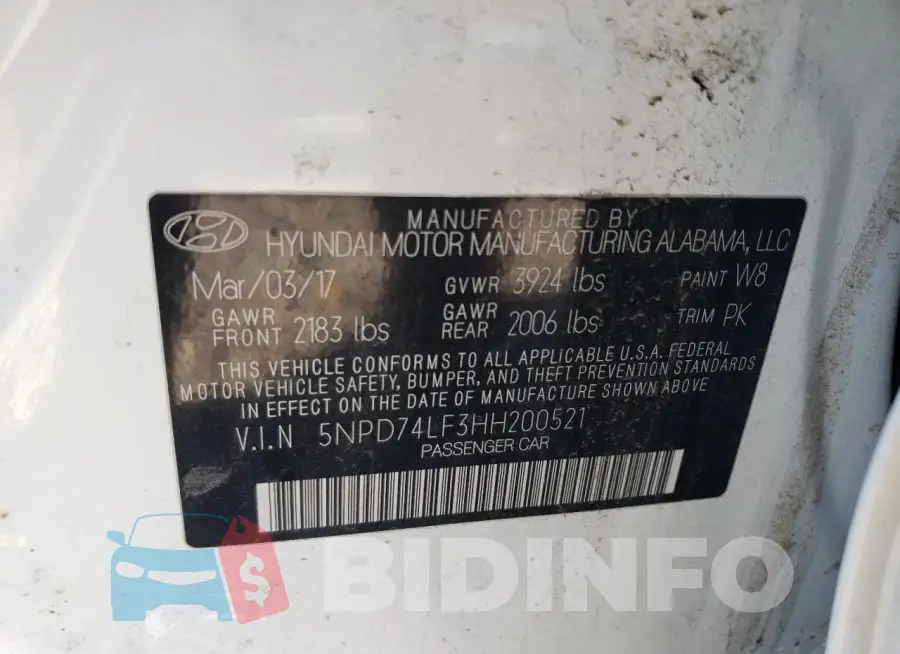 5NPD74LF3HH200521 Photo# 12