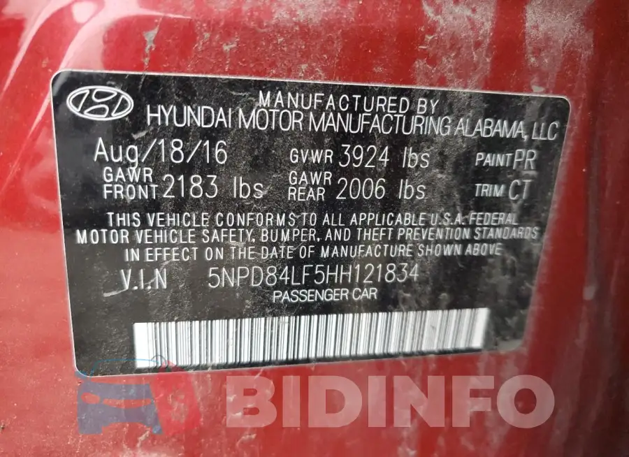 5NPD84LF5HH121834 Photo# 12