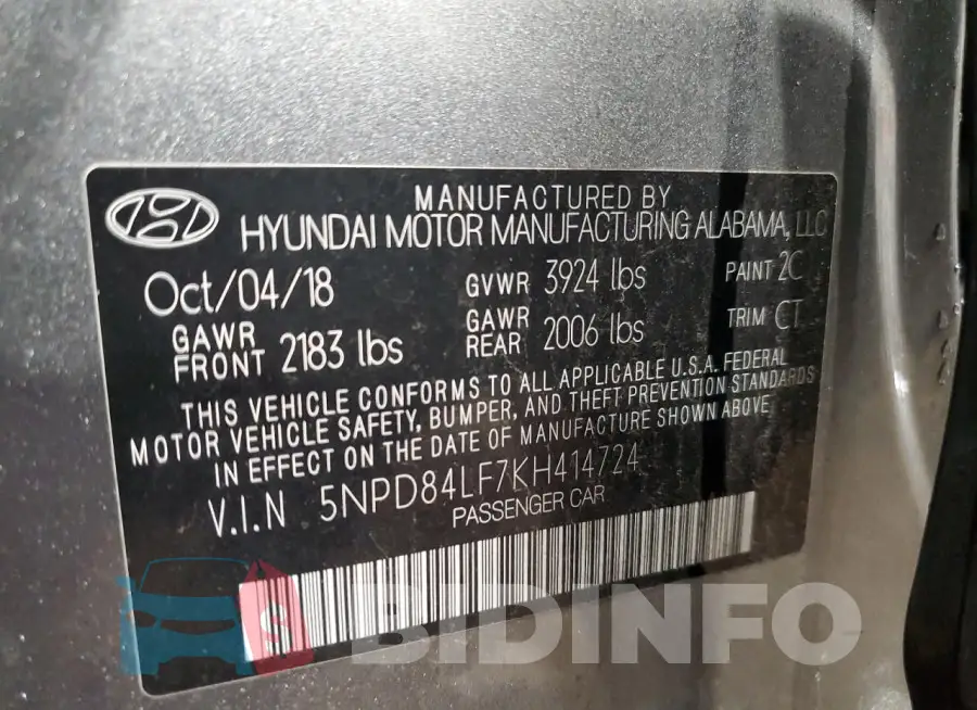 5NPD84LF7KH414724 Photo# 12
