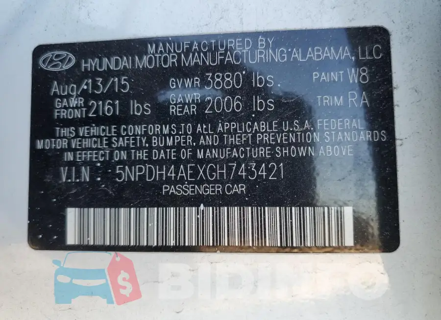 5NPDH4AEXGH743421 Photo# 12