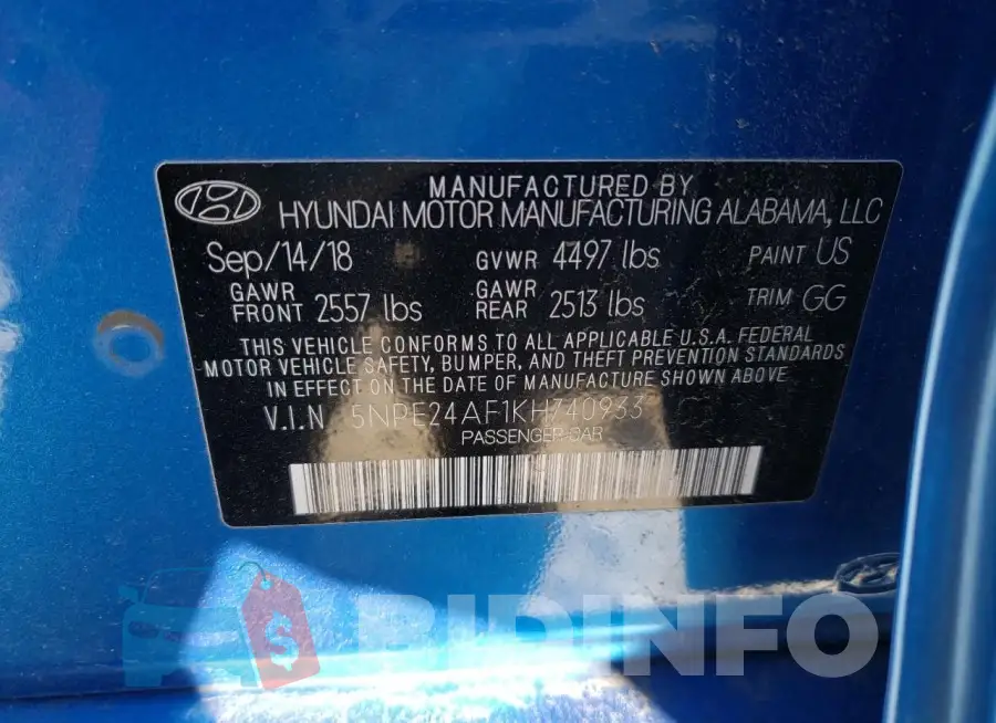 5NPE24AF1KH740933 Photo# 12