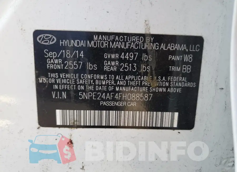 5NPE24AF4FH088587 Photo# 12