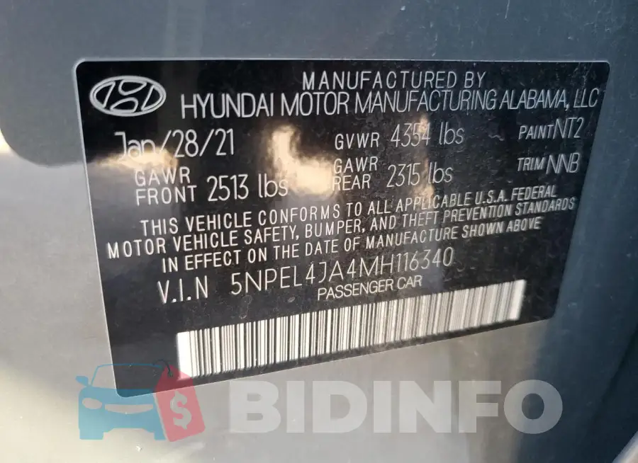 5NPEL4JA4MH116340 Photo# 12