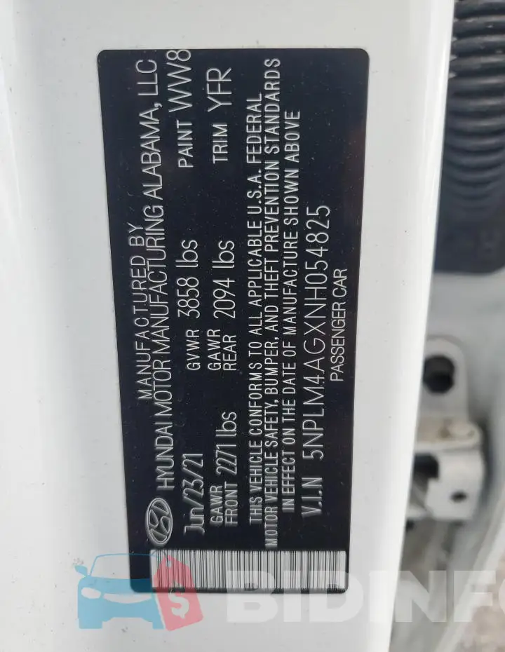 5NPLM4AGXNH054825 Photo# 12