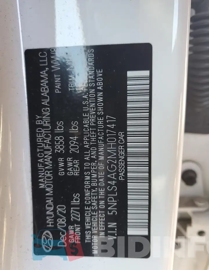 5NPLS4AG2MH017417 Photo# 12