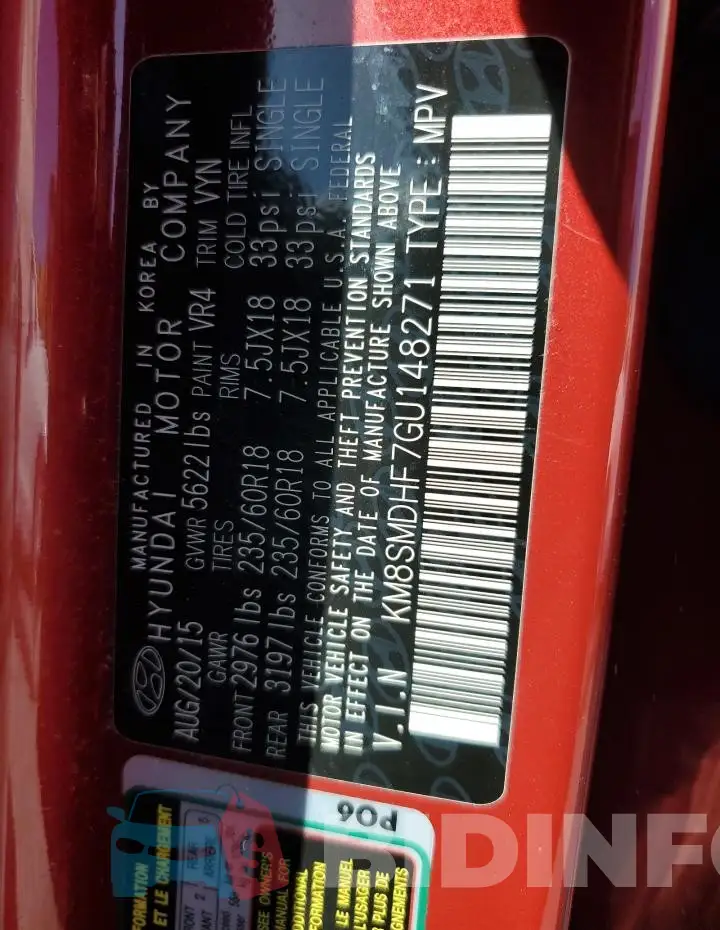 KM8SMDHF7GU148271 Photo# 12