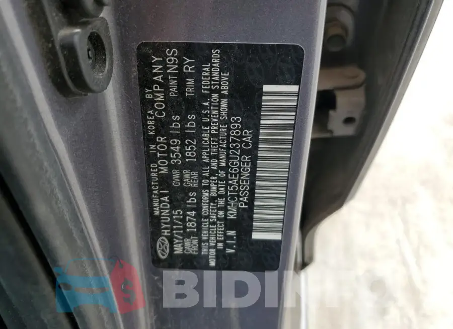 KMHCT5AE6GU237893 Photo# 12