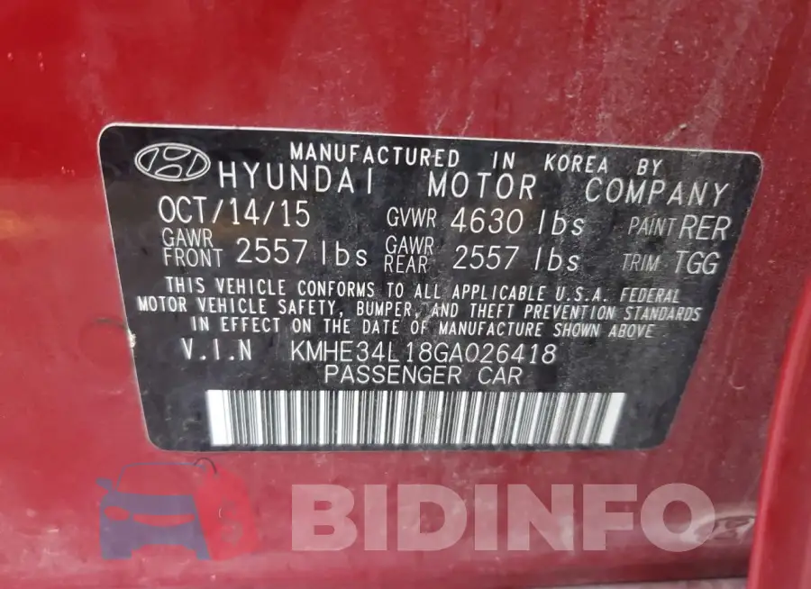 KMHE34L18GA026418 Photo# 12