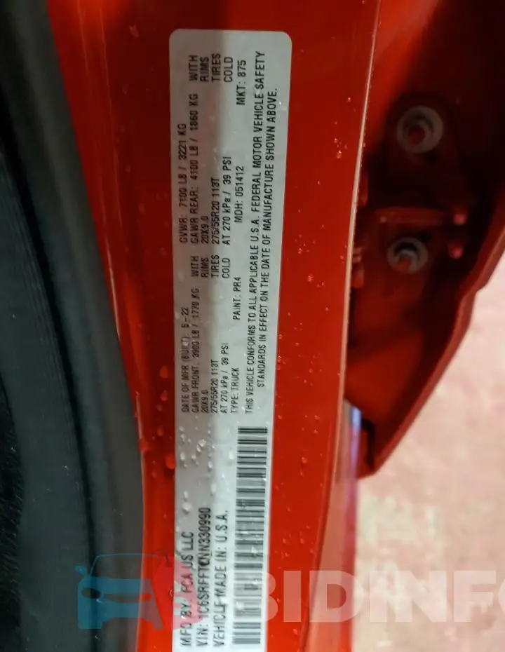 1C6SRFFT6NN330990 Photo# 12