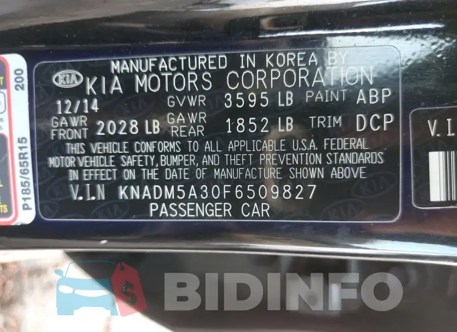 KNADM5A30F6509827 Photo# 12