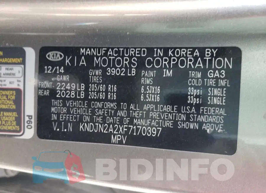 KNDJN2A2XF7170397 Photo# 14