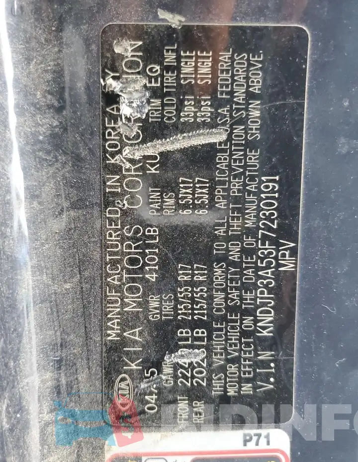 KNDJP3A53F7230191 Photo# 12
