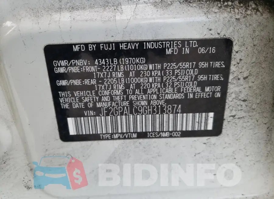 JF2GPALC9GH313874 Photo# 13