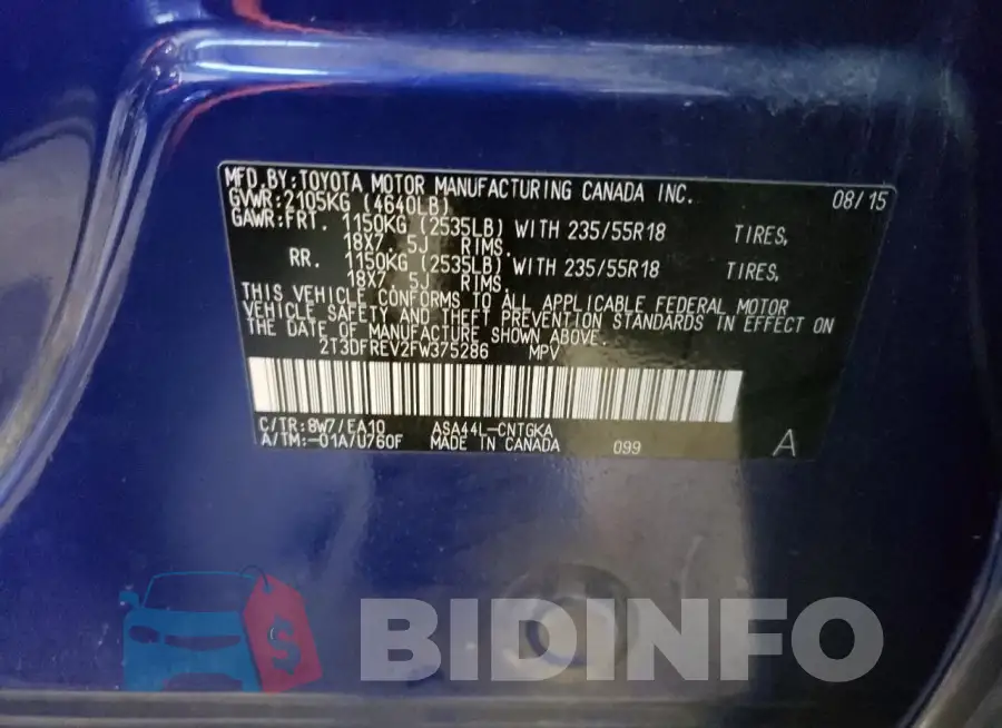 2T3DFREV2FW375286 Photo# 13