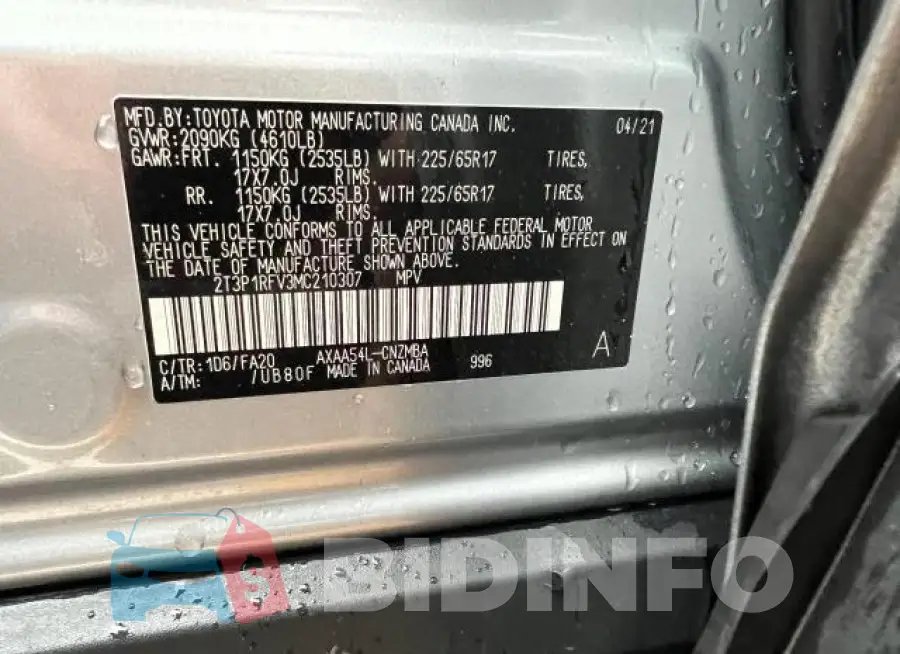 2T3P1RFV3MC210307 Photo# 10