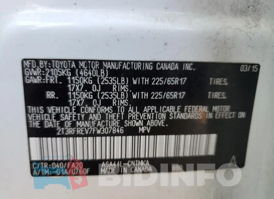 2T3RFREV7FW307846 Photo# 12