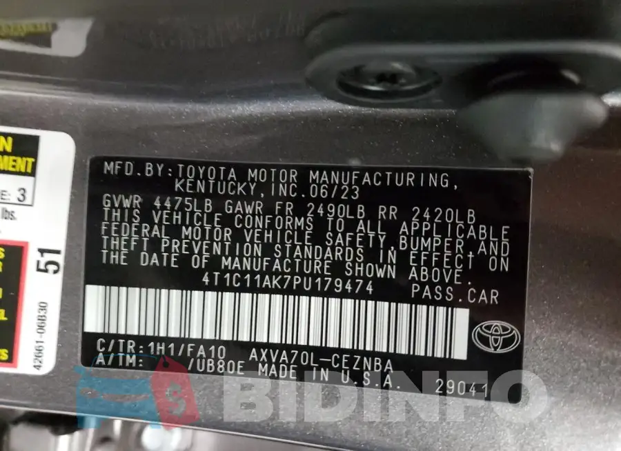 4T1C11AK7PU179474 Photo# 13
