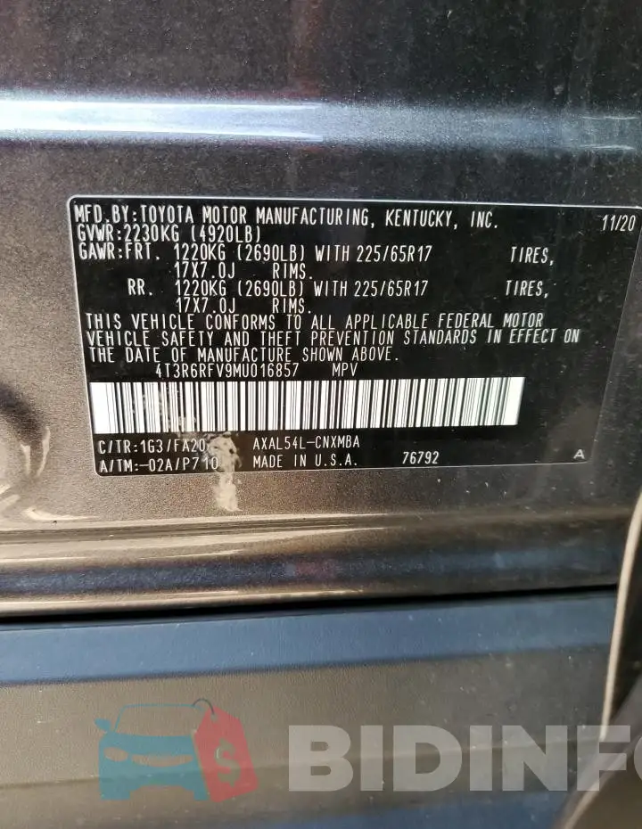 4T3R6RFV9MU016857 Photo# 12