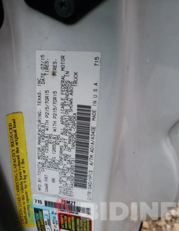 5TFTX4CN0FX065731 Photo# 12