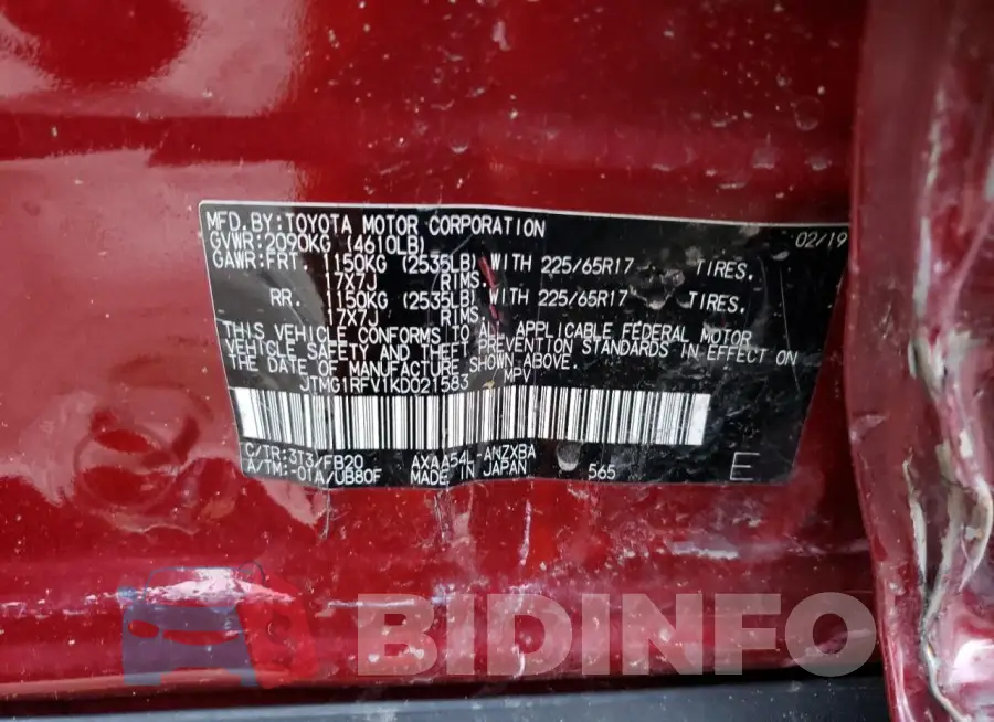 JTMG1RFV1KD021583 Photo# 13
