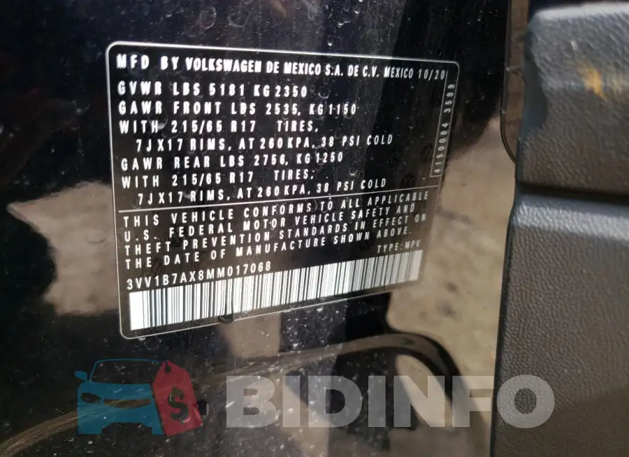3VV1B7AX8MM017068 Photo# 13